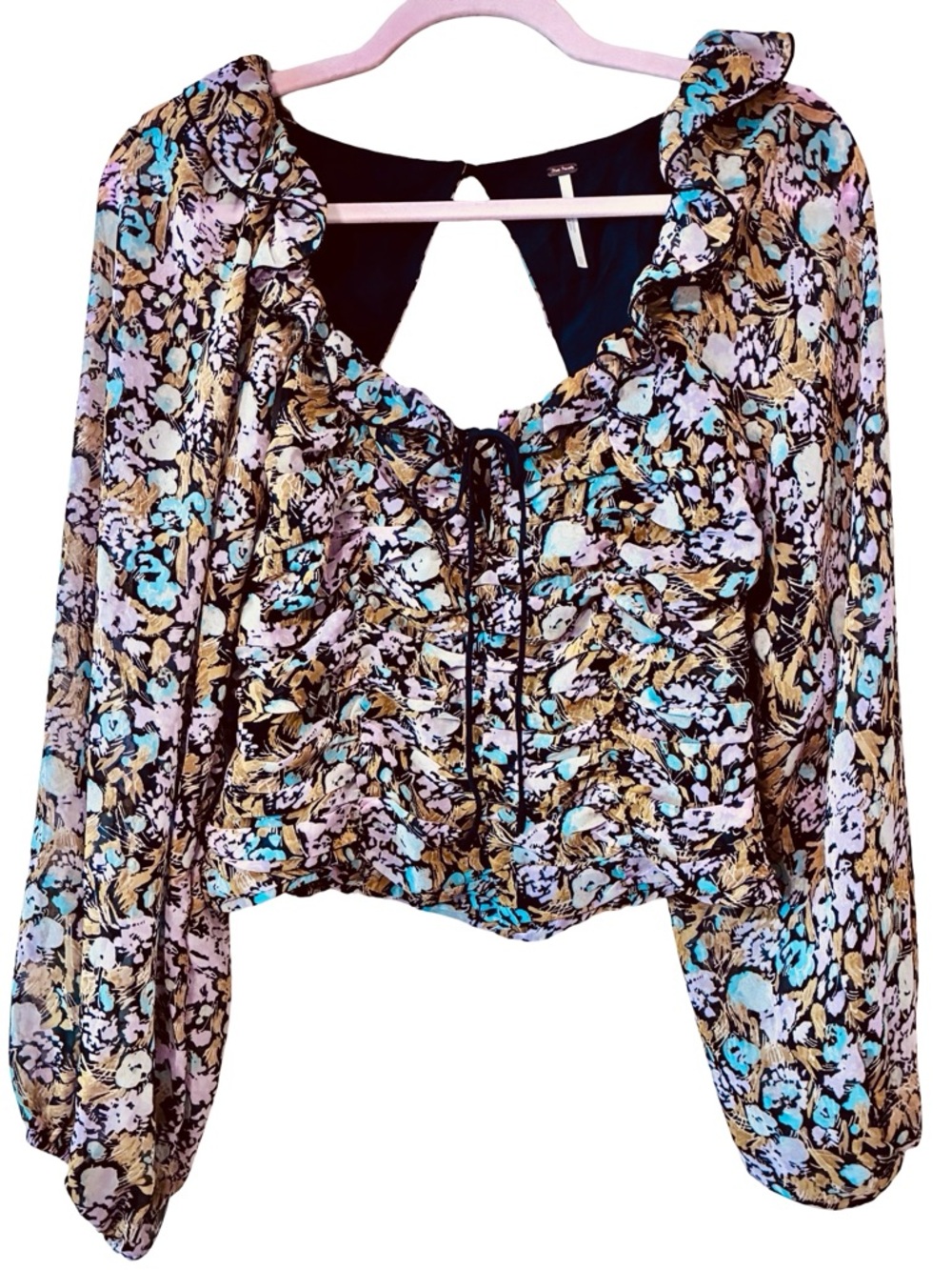 NWT FREE PEOPLE Mabel Floral Smocked Blouse, Size Extra Small.